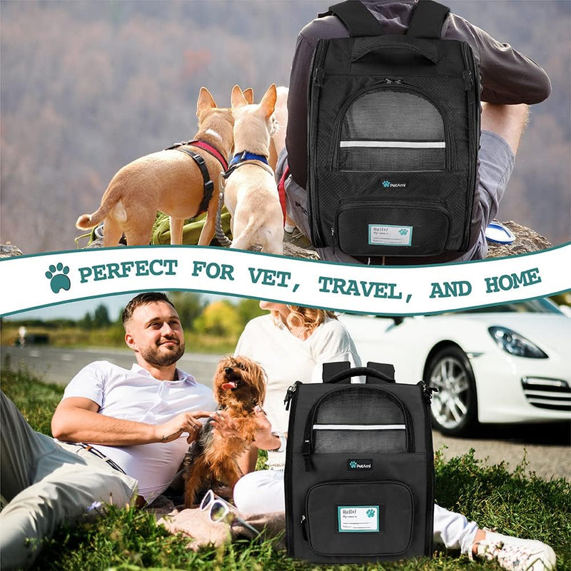 Dog Backpack Carrier for Small Large Cat, Pet, Puppy, Ventilated Pet Hiking Backpack Travel Bag, Airline Approved Cat Backpack Carrier, Camping Biking Dog Bag up to 18Lbs Pet, Black