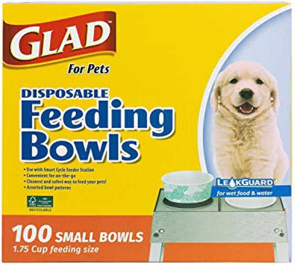 for Pets Disposable Feeding Bowls Small Disposable Dog Bowls in Assorted Designs1.75 Cup Feeding Size, 100 Count Dog Bowls Are Great for Dry and Wet Dog Food or Water (Pack of 1)