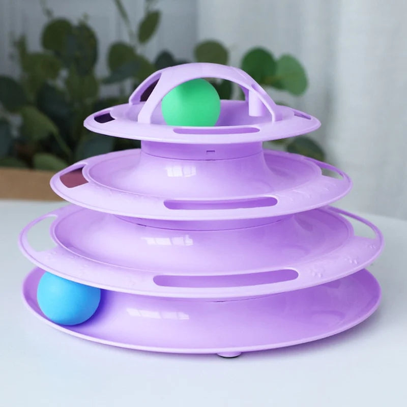 3/4 Levels Cats Toy Tower Tracks Cat Toys Interactive Cat Intelligence Training Amusement Plate Tower Pet Products Cat Tunnel