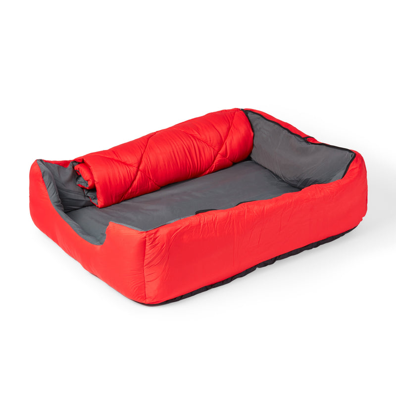 Pet Sleeping Bag (Lg/Red) with Zippered Cover for Travel, Camping, Backpacking, Hiking | Good for Small and Large Pets | Use as Pet Beds, Pet Mats or Pet Blanket