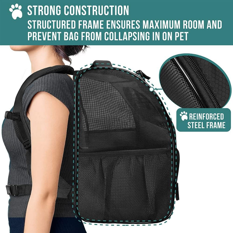 Dog Backpack Carrier for Small Large Cat, Pet, Puppy, Ventilated Pet Hiking Backpack Travel Bag, Airline Approved Cat Backpack Carrier, Camping Biking Dog Bag up to 18Lbs Pet, Black